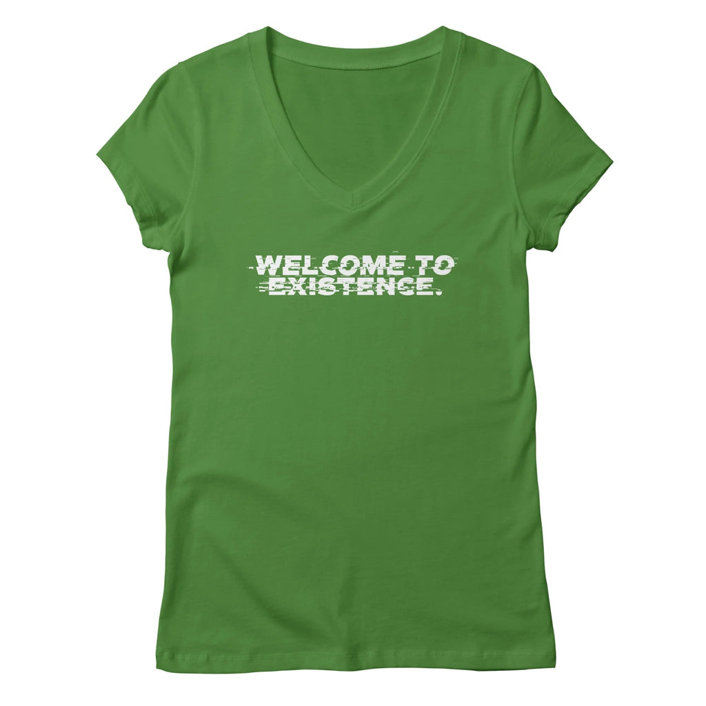 Welcome to Existence (White Text) - Issue #10 Exclusive — Womens V Neck