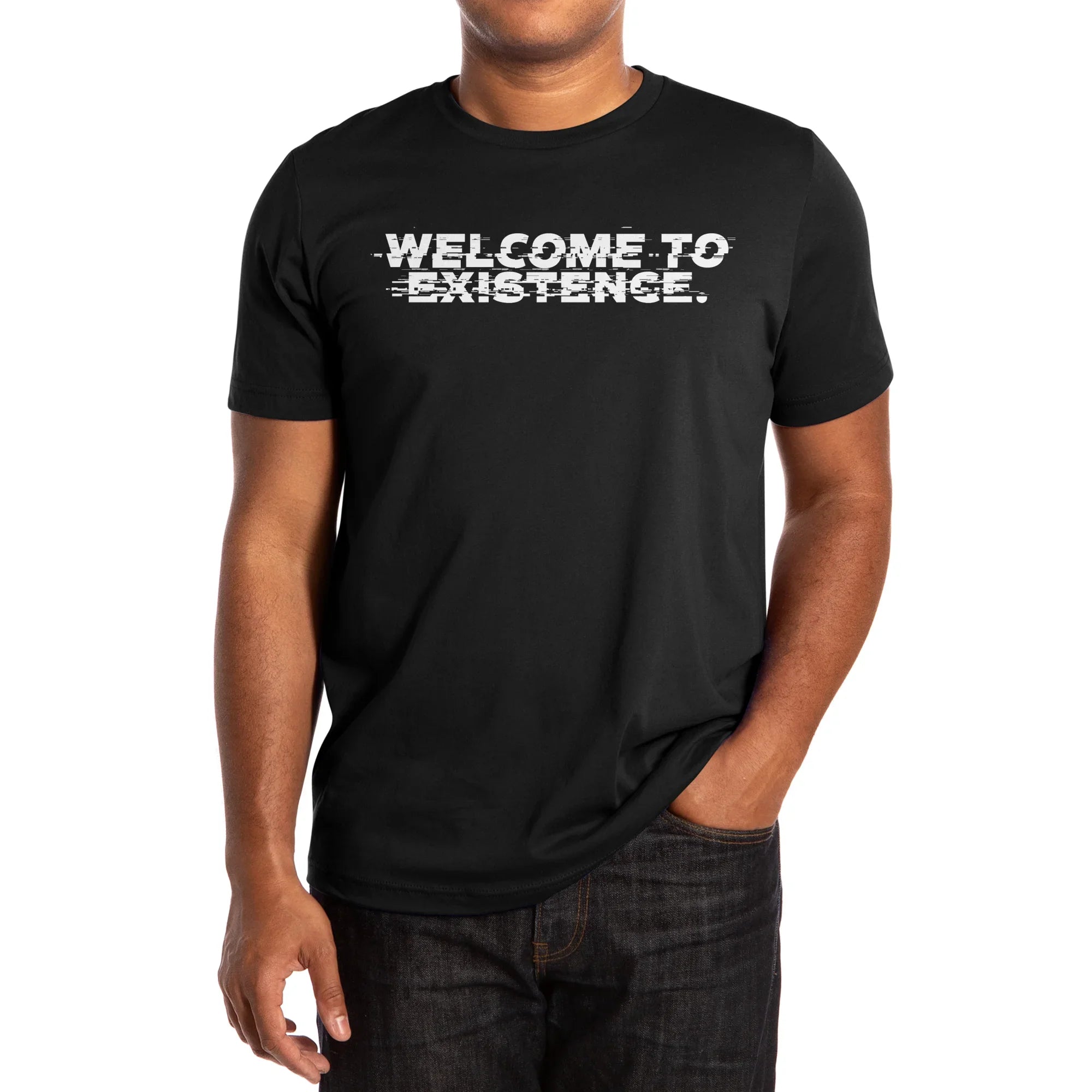 Welcome to Existence (White Text) - Issue #10 Exclusive — Mens T Shirt
