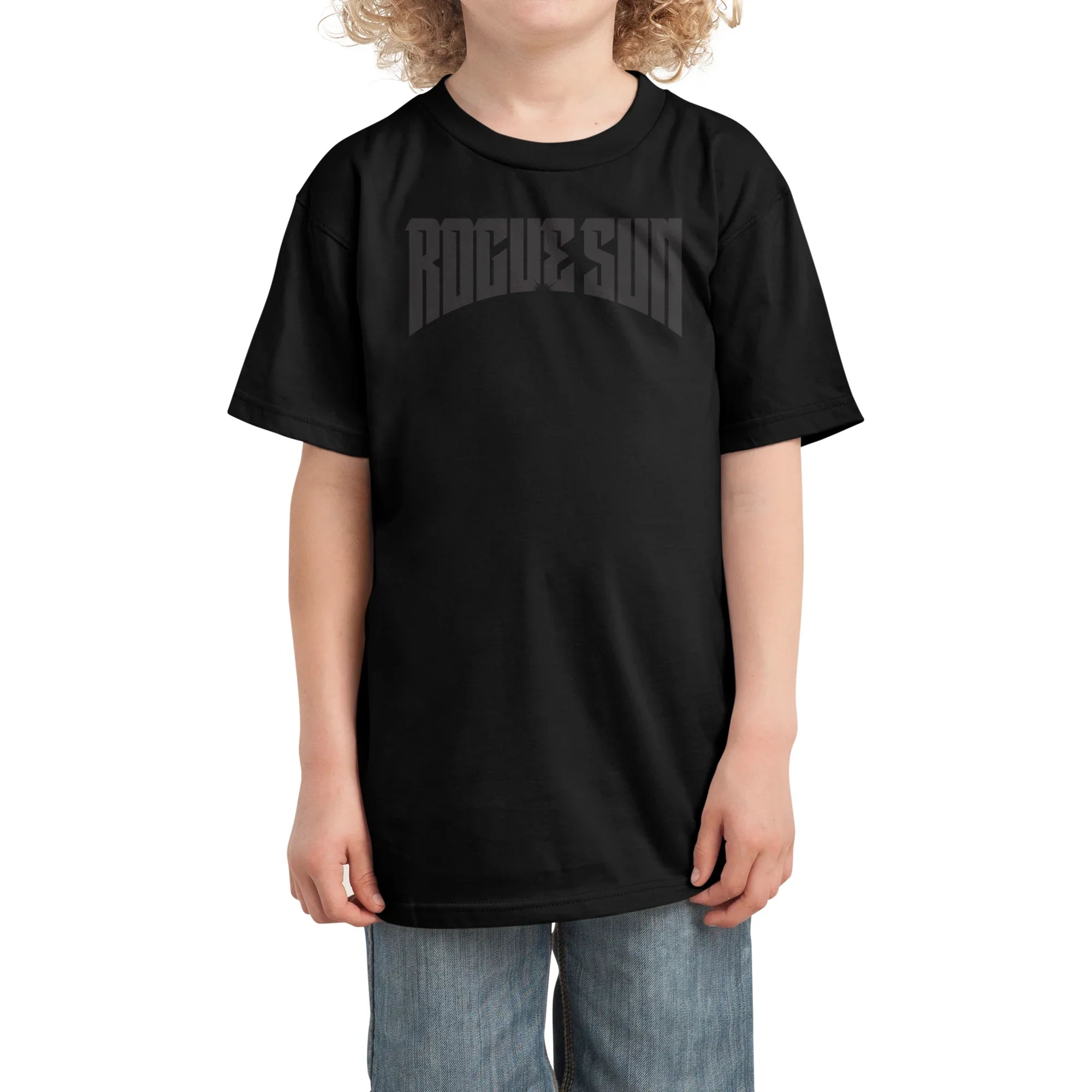 Rogue Sun Logo (Black) — Kids T Shirt