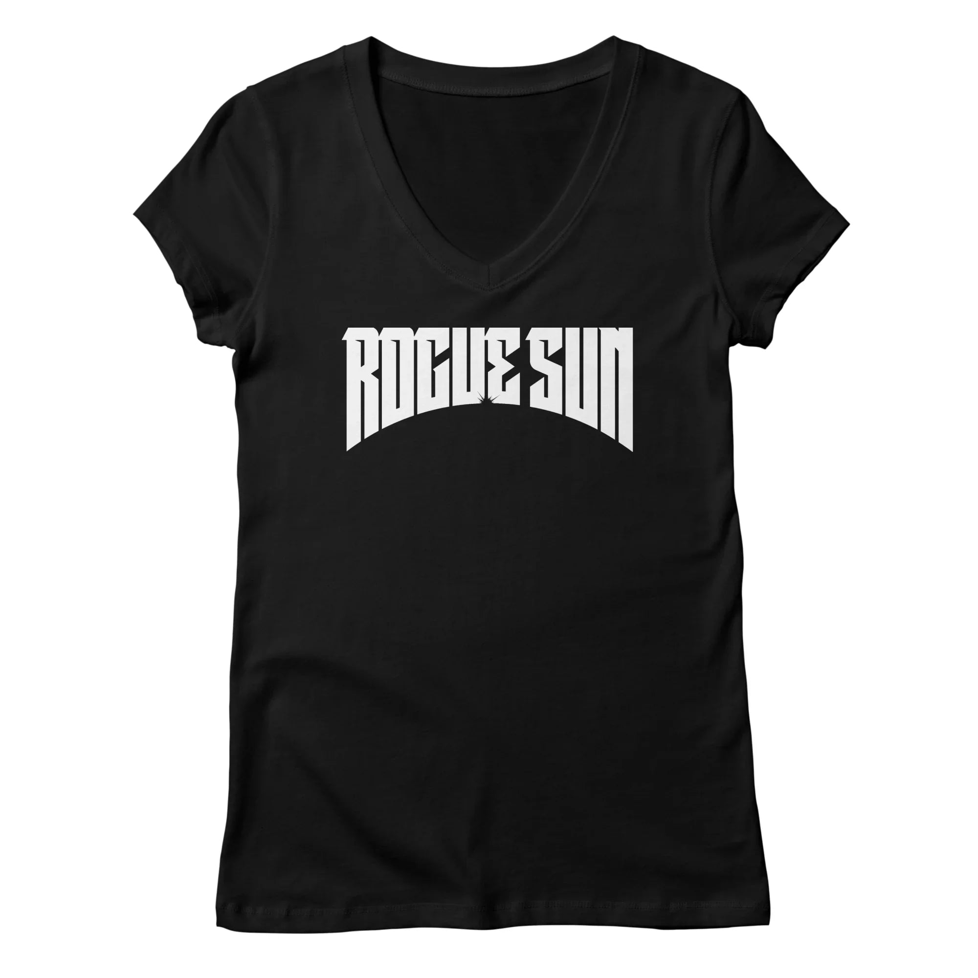 Rogue Sun Logo (White) — Womens V Neck