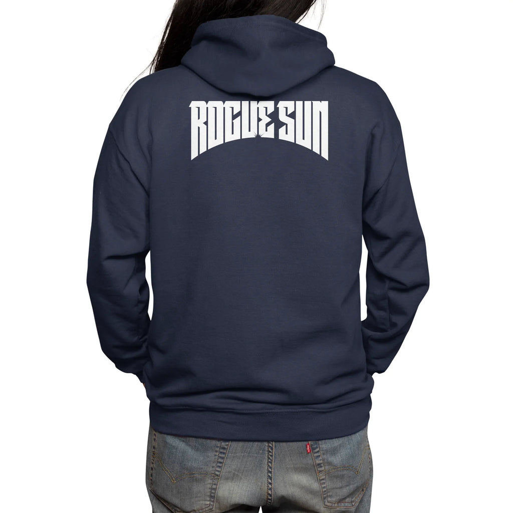 Rogue Sun Logo (White) — Mens Zip Up Hoody