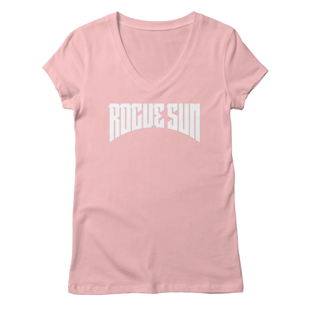 Rogue Sun Logo (White) — Womens V Neck