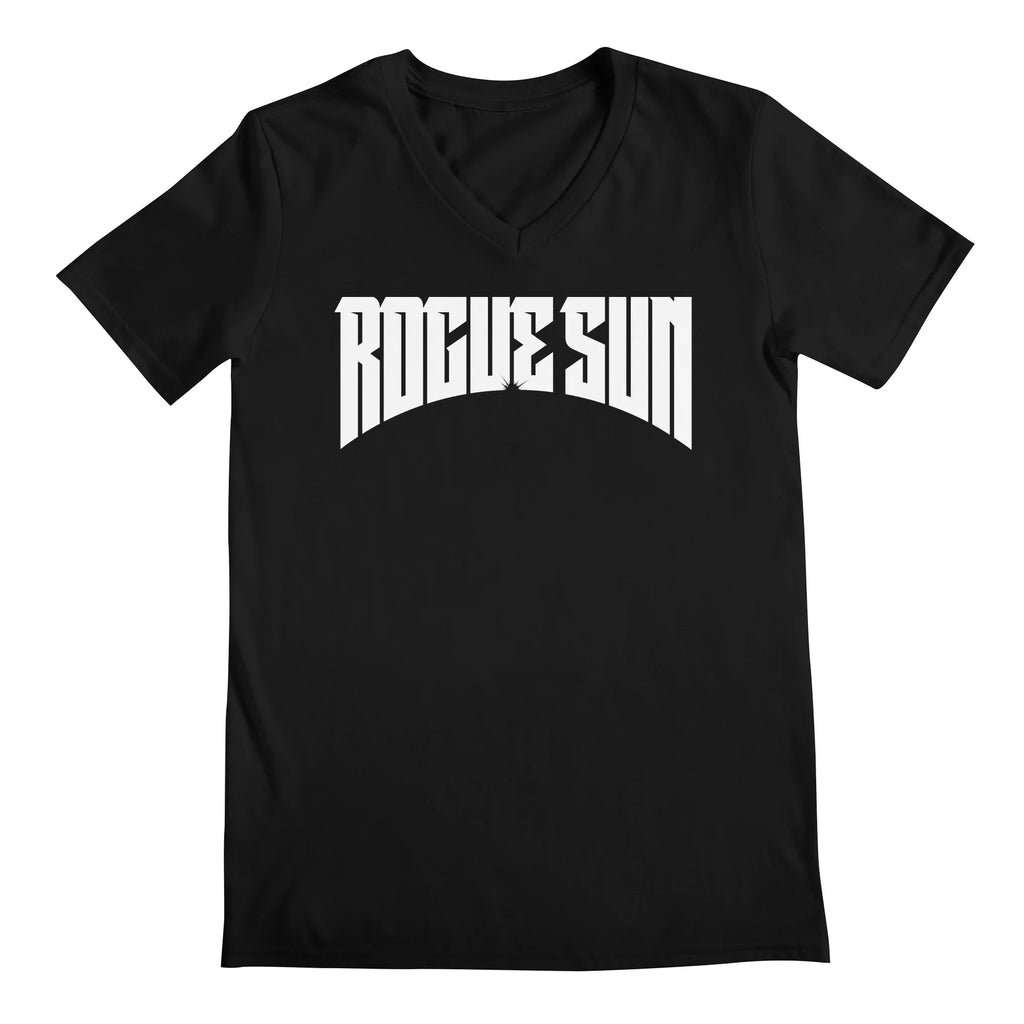 Rogue Sun Logo (White) — Mens V Neck