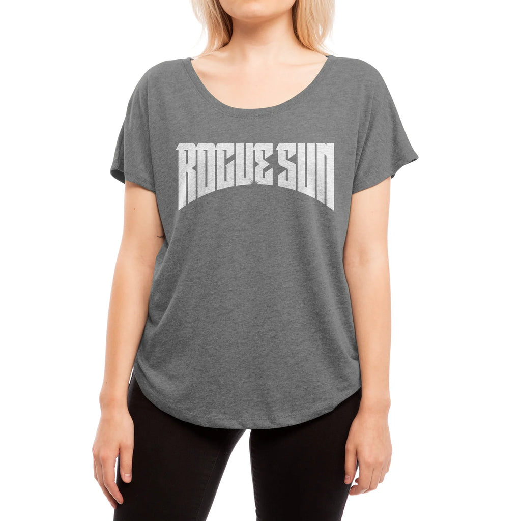Rogue Sun Logo (White) — Womens Scoop Neck