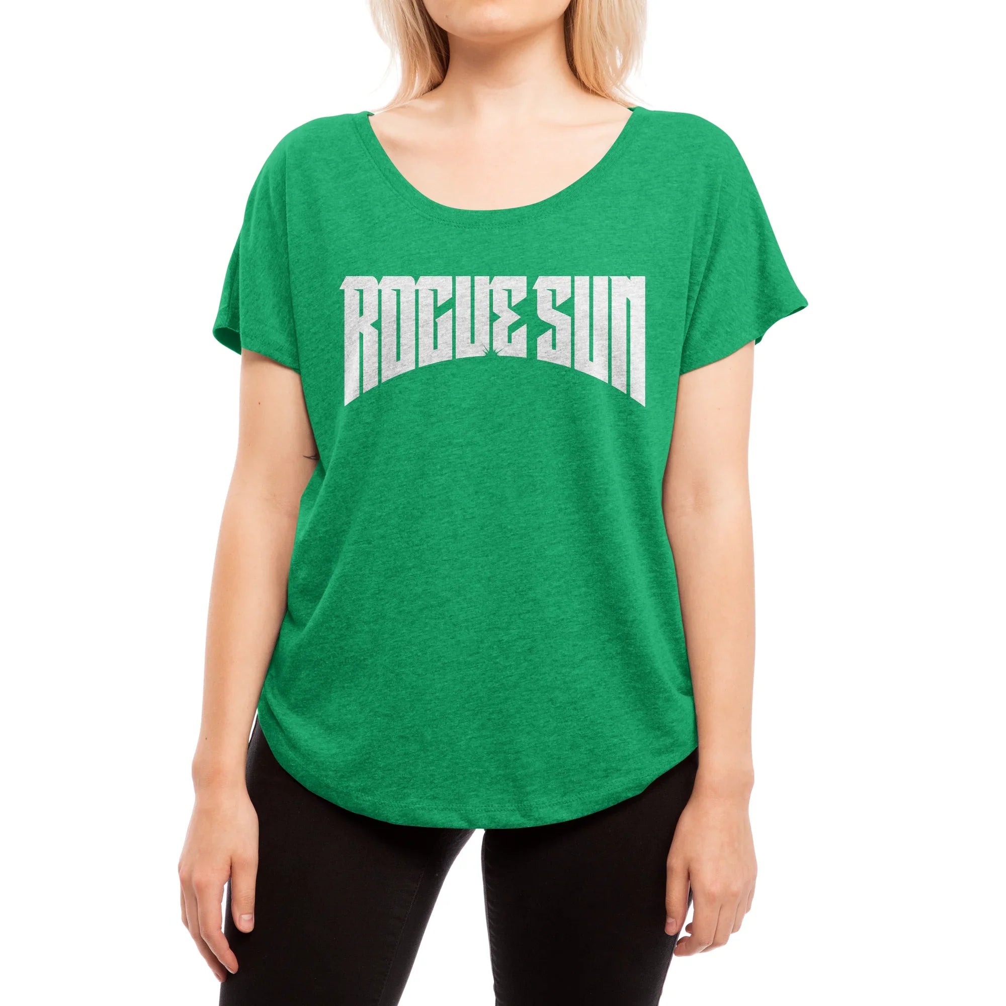 Rogue Sun Logo (White) — Womens Scoop Neck