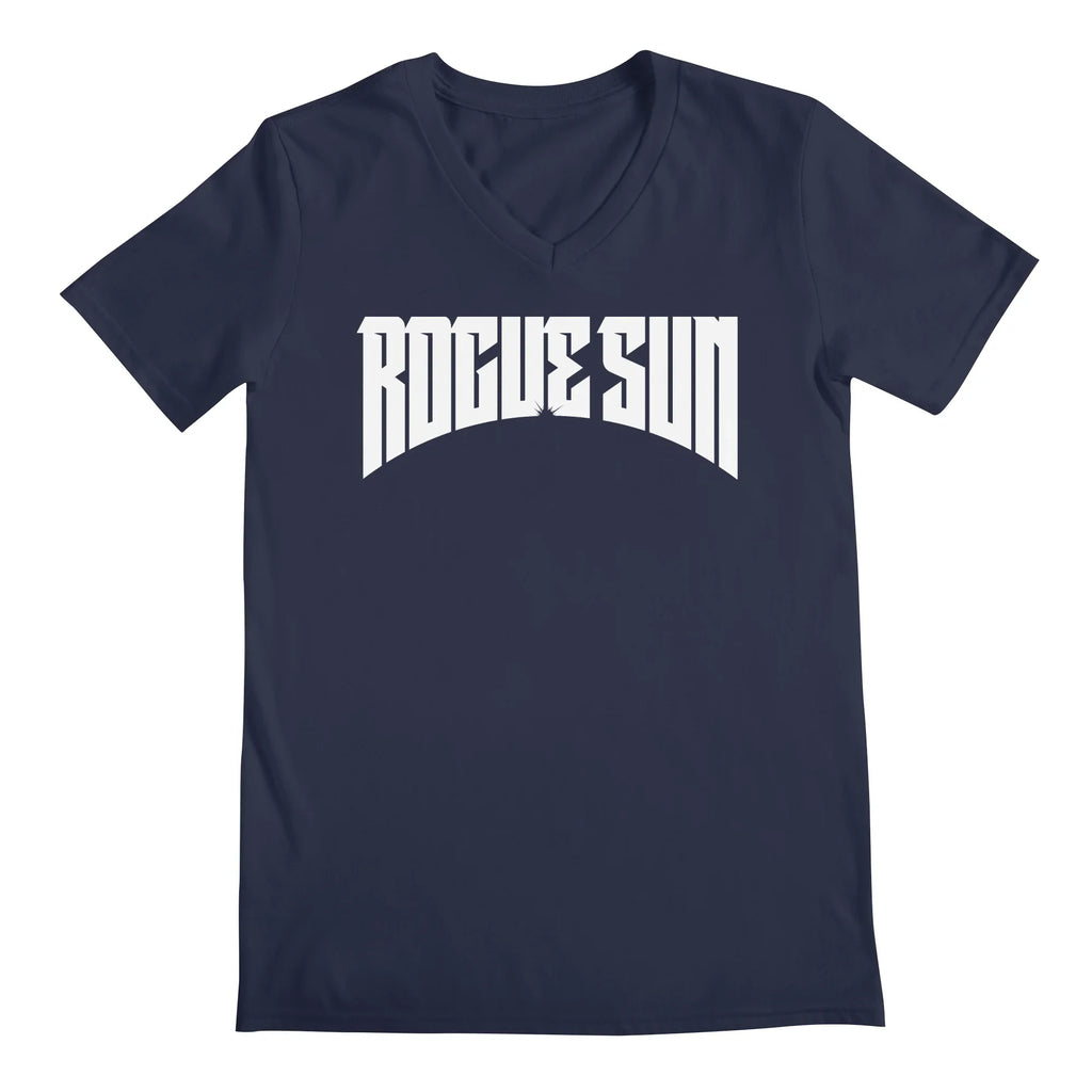 Rogue Sun Logo (White) — Mens V Neck