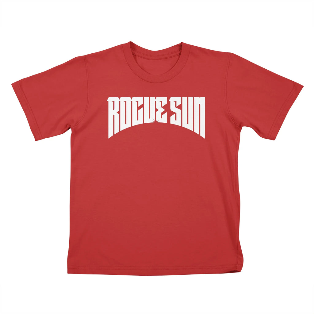Rogue Sun Logo (White) — Kids T Shirt