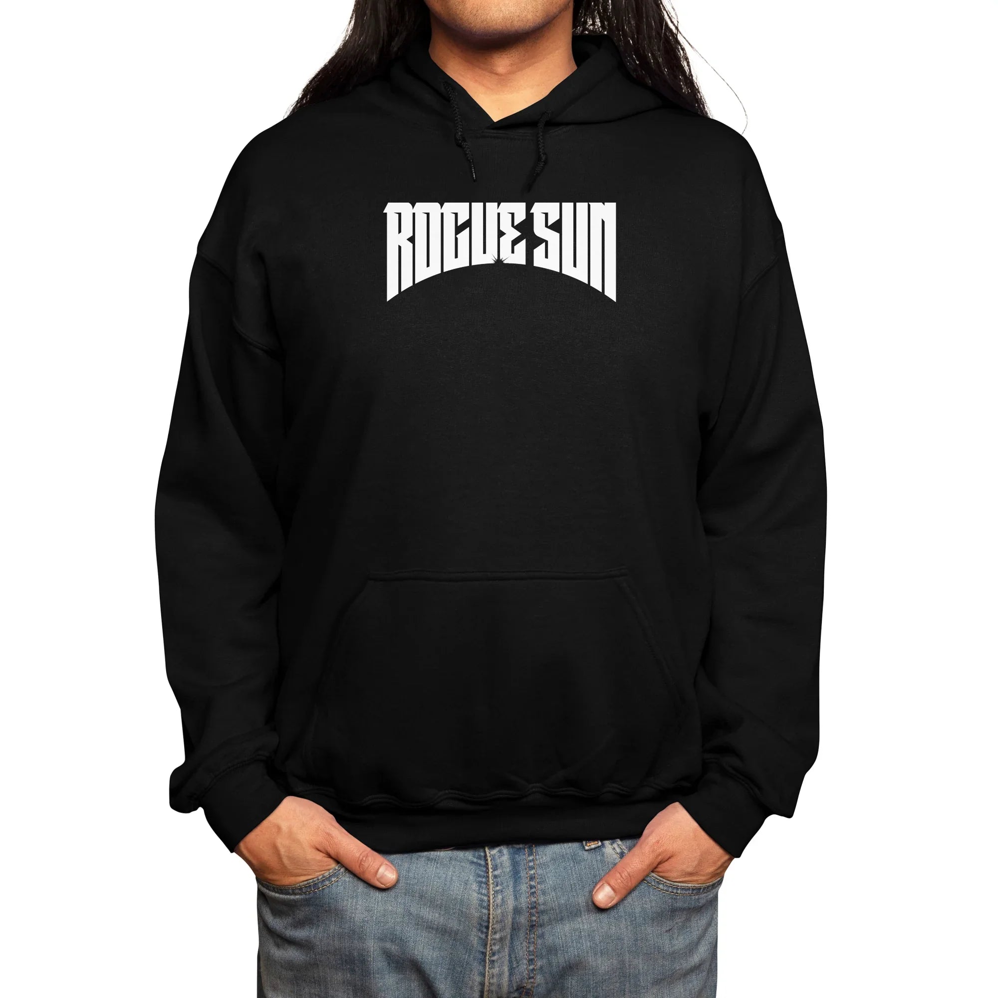 Rogue Sun Logo (White) — Mens Pullover Hoody
