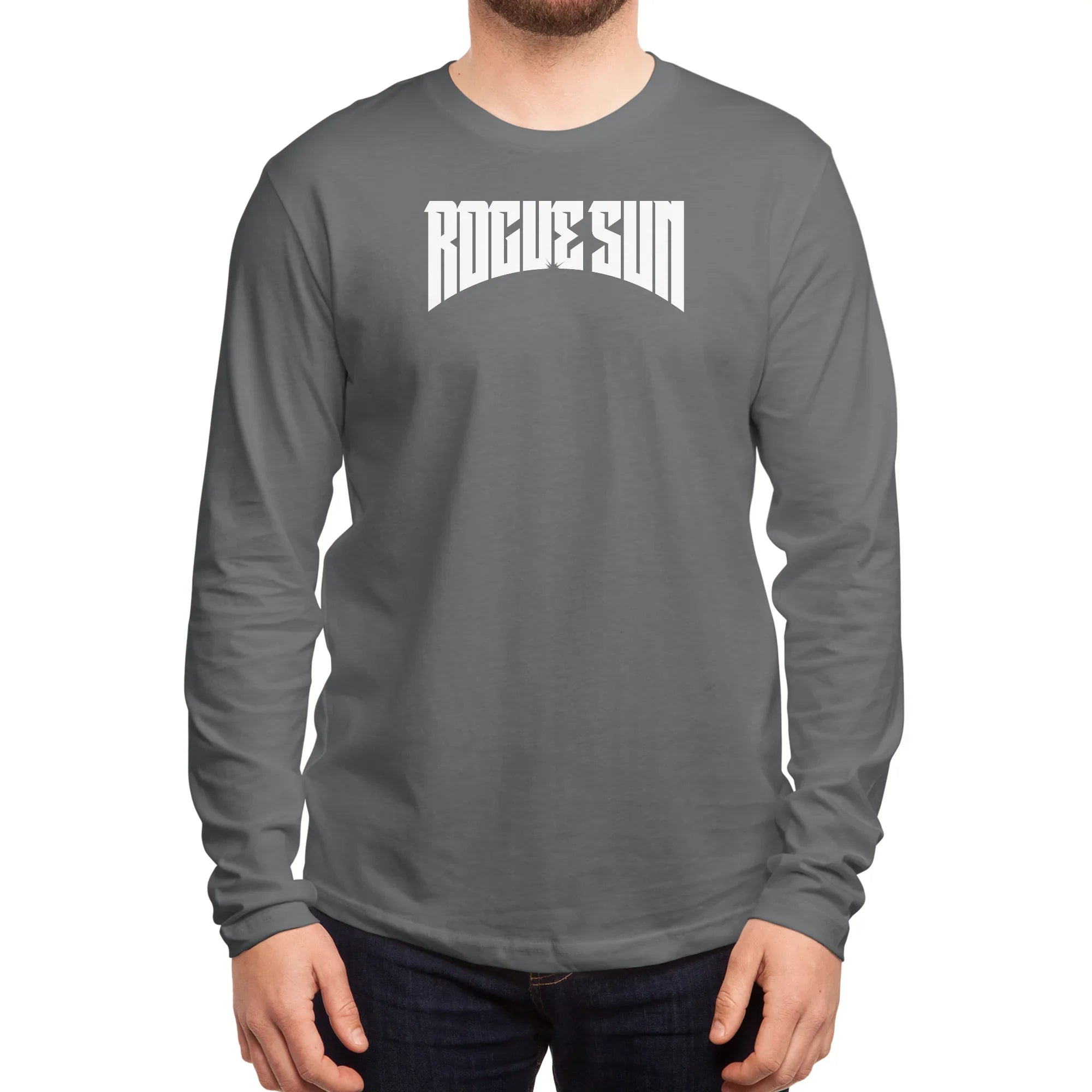 Rogue Sun Logo (White) — Mens Longsleeve T Shirt