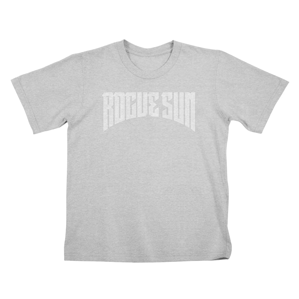 Rogue Sun Logo (White) — Kids T Shirt