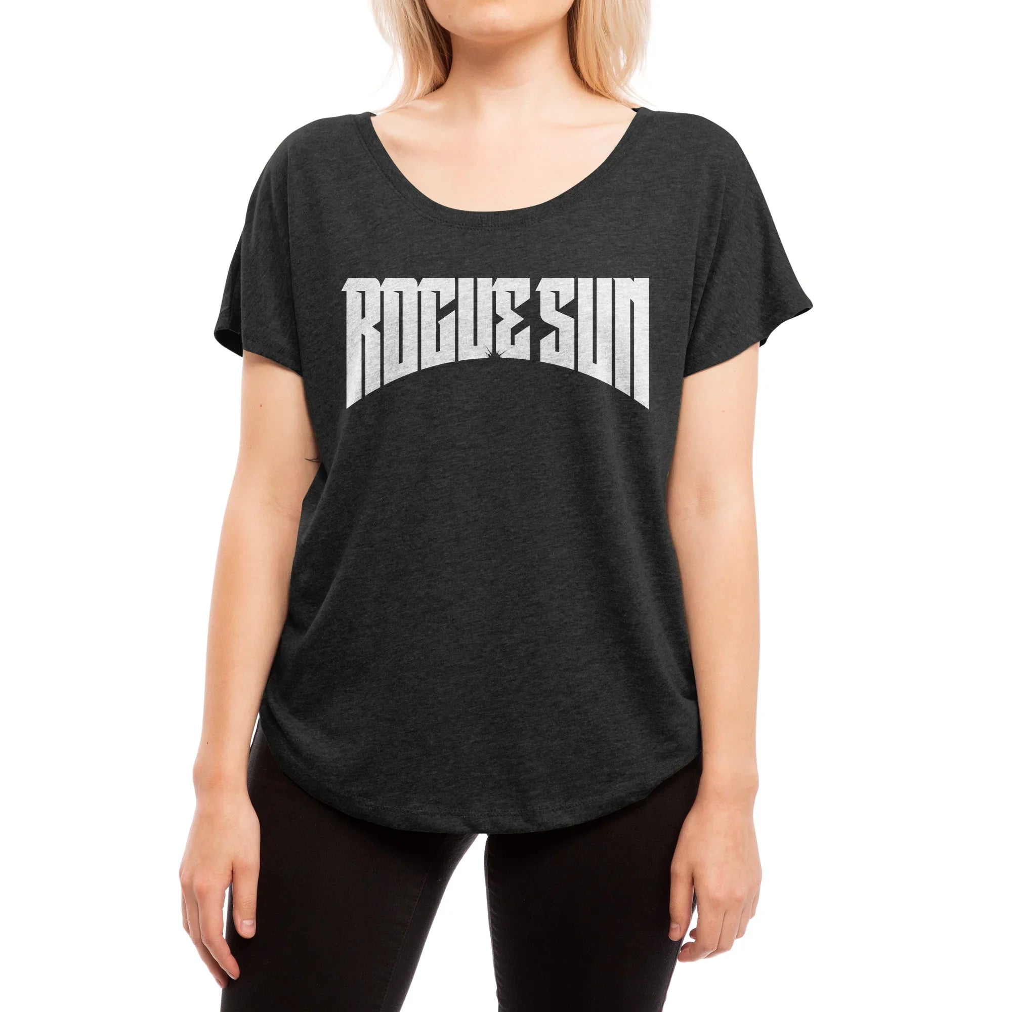 Rogue Sun Logo (White) — Womens Scoop Neck