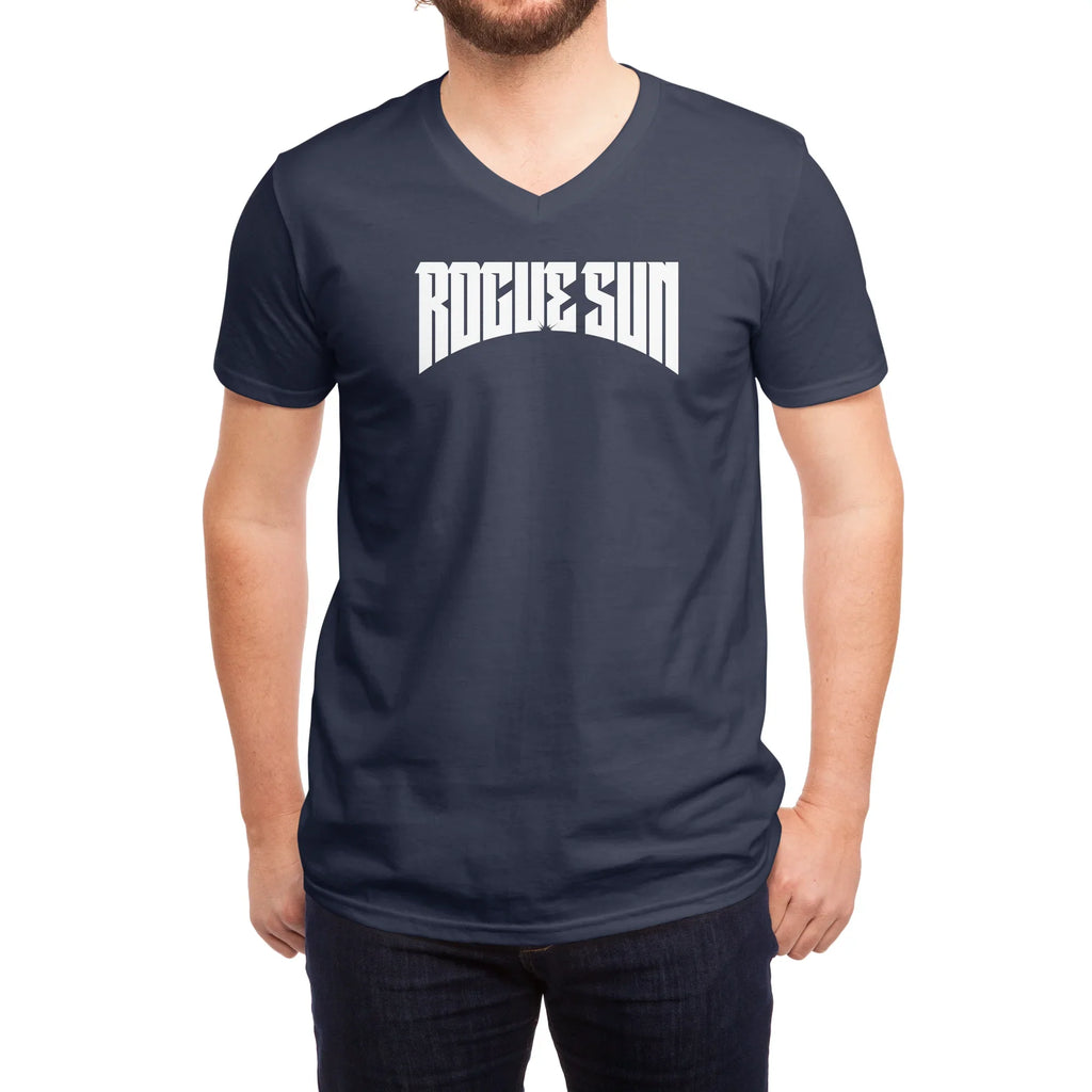 Rogue Sun Logo (White) — Mens V Neck