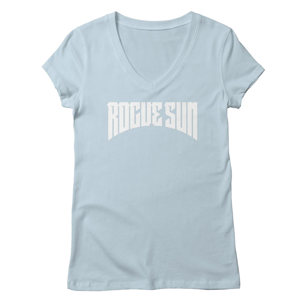 Rogue Sun Logo (White) — Womens V Neck