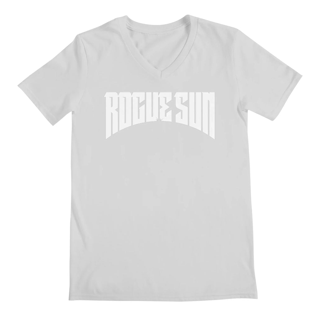 Rogue Sun Logo (White) — Mens V Neck