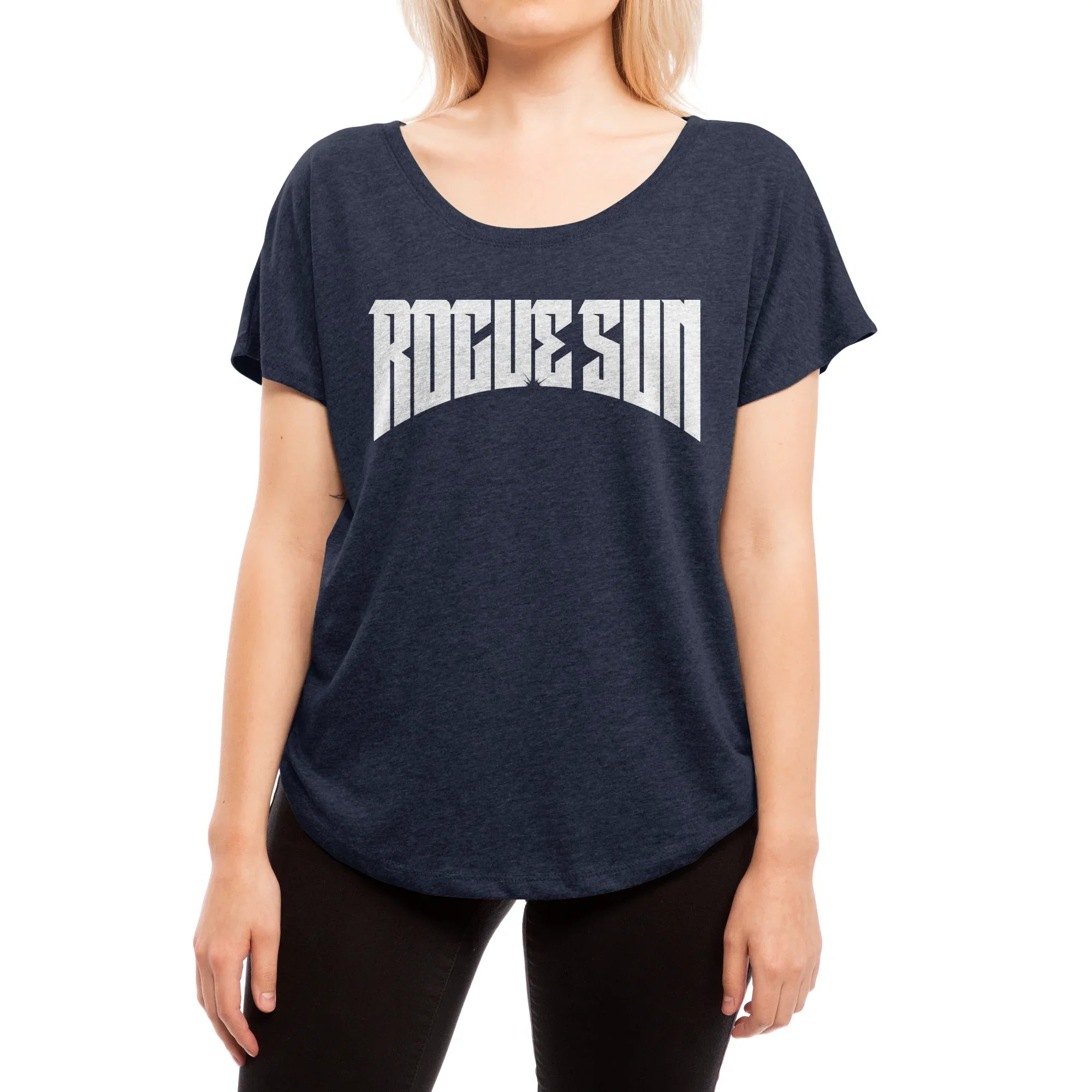 Rogue Sun Logo (White) — Womens Scoop Neck