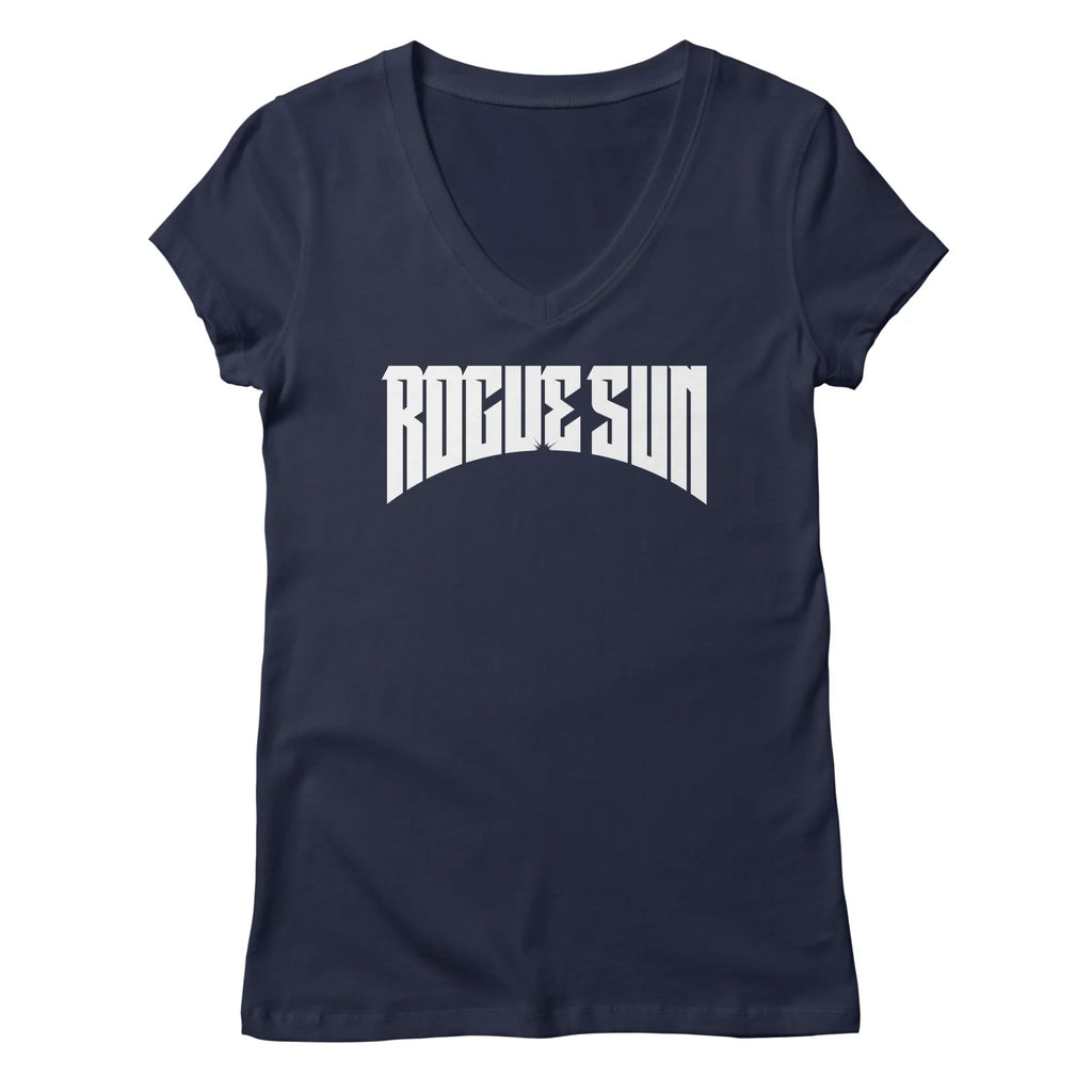 Rogue Sun Logo (White) — Womens V Neck