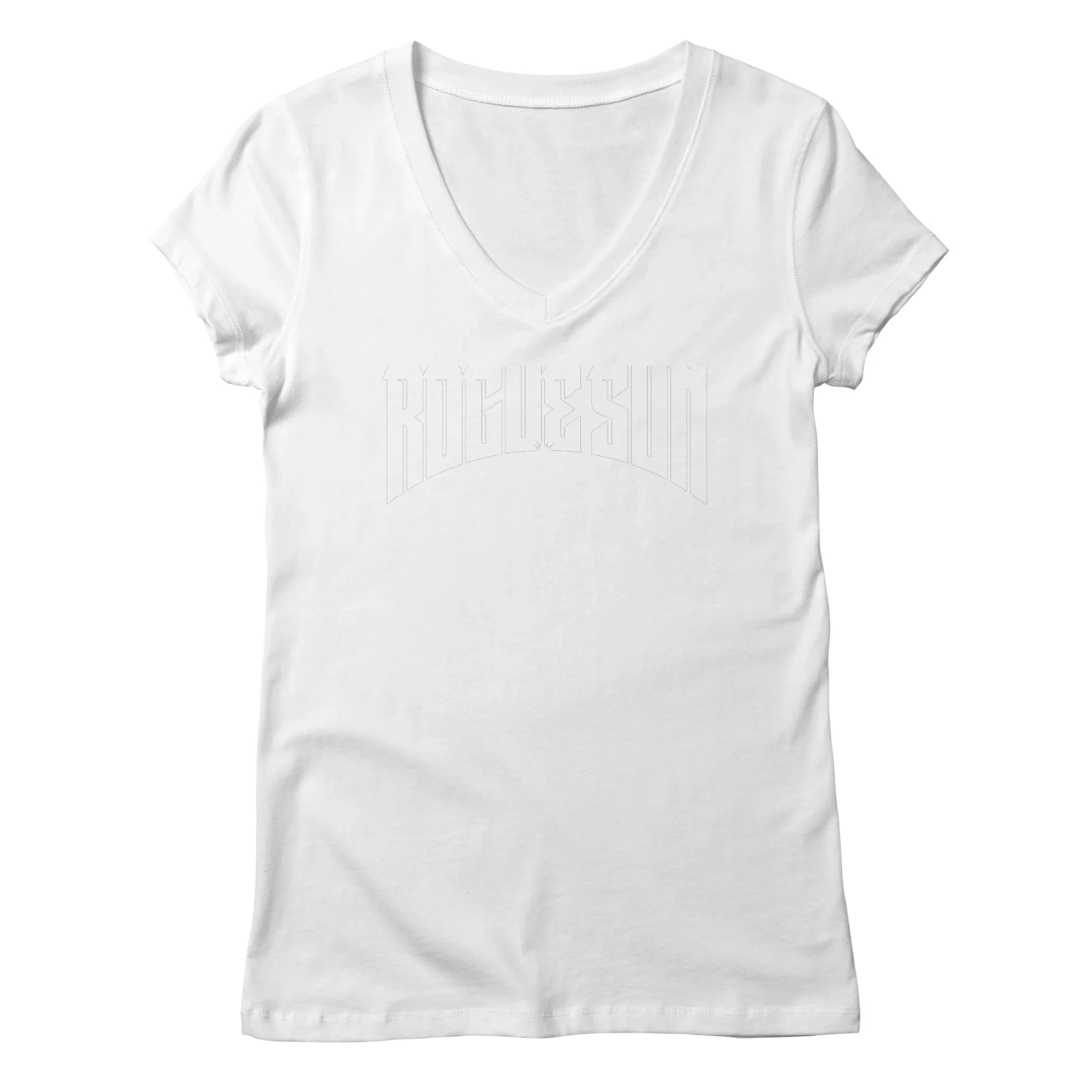 Rogue Sun Logo (White) — Womens V Neck