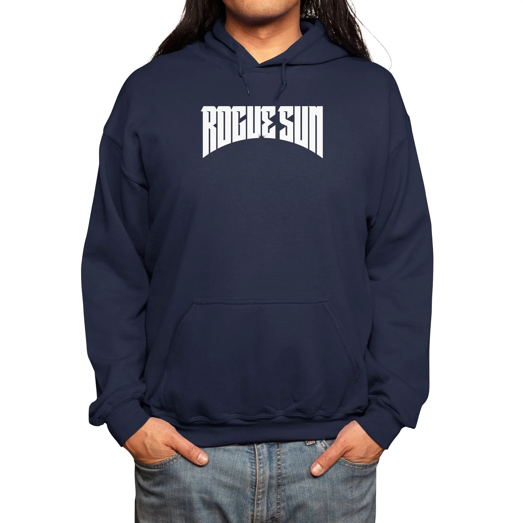 Rogue Sun Logo (White) — Mens Pullover Hoody