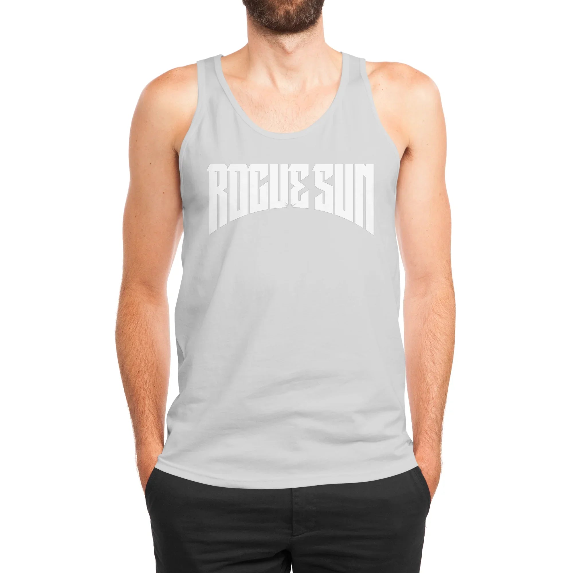 Rogue Sun Logo (White) — Mens Tank