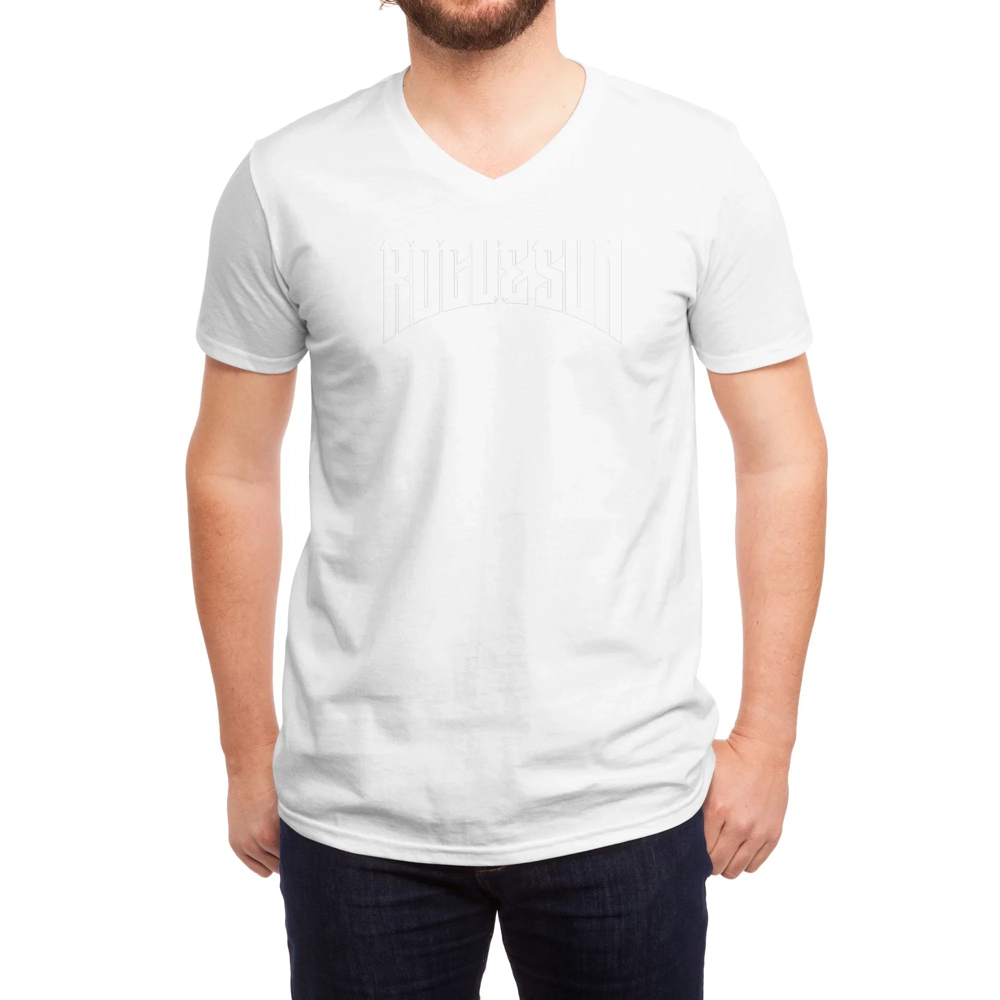 Rogue Sun Logo (White) — Mens V Neck