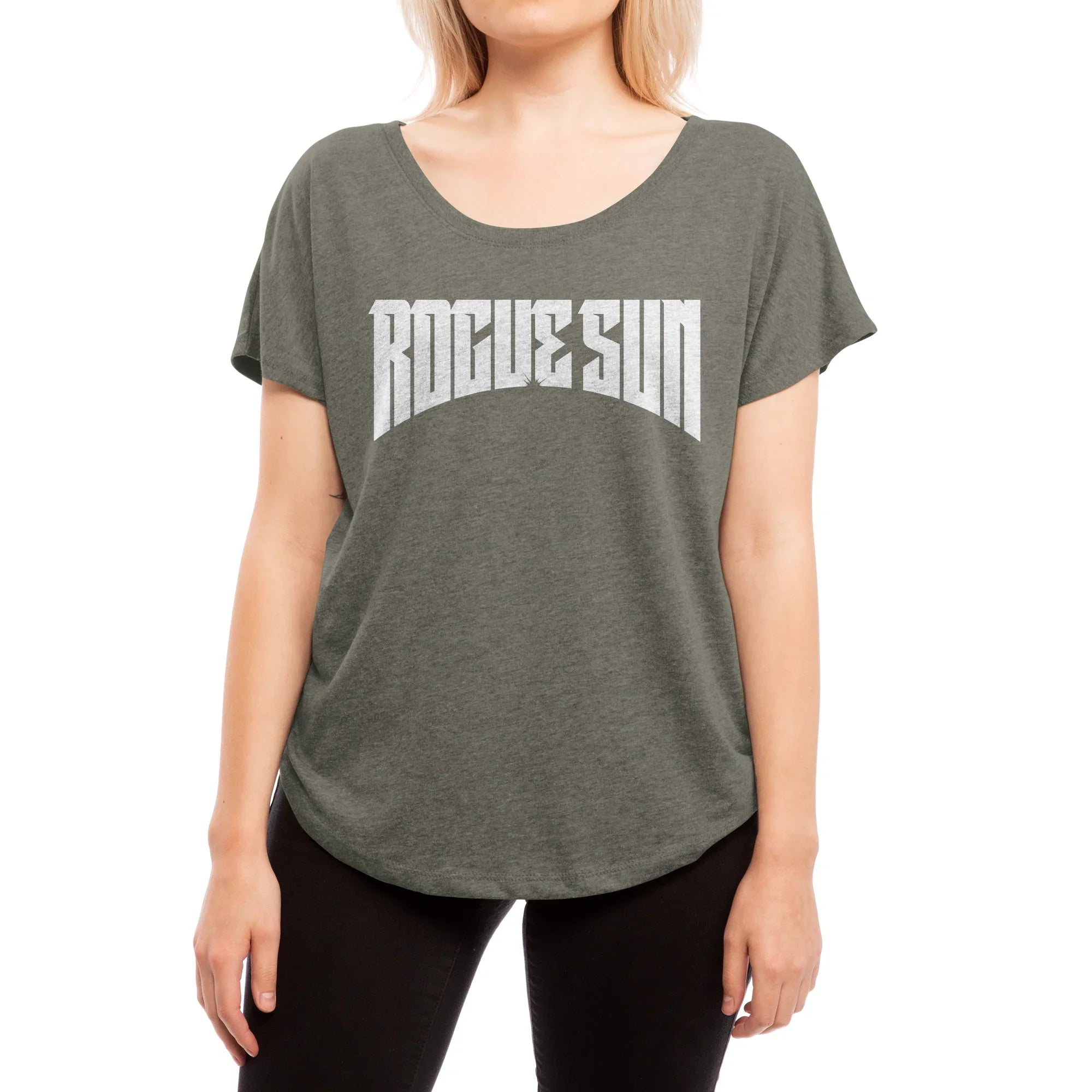 Rogue Sun Logo (White) — Womens Scoop Neck