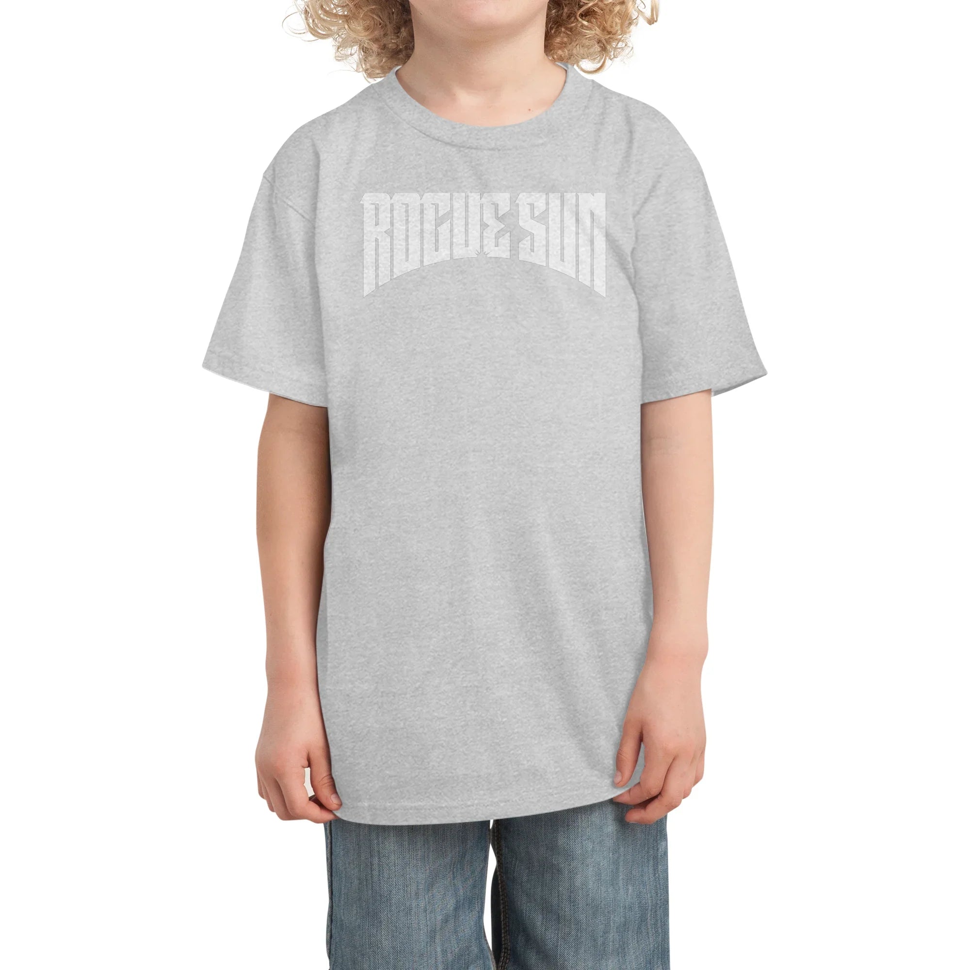 Rogue Sun Logo (White) — Kids T Shirt