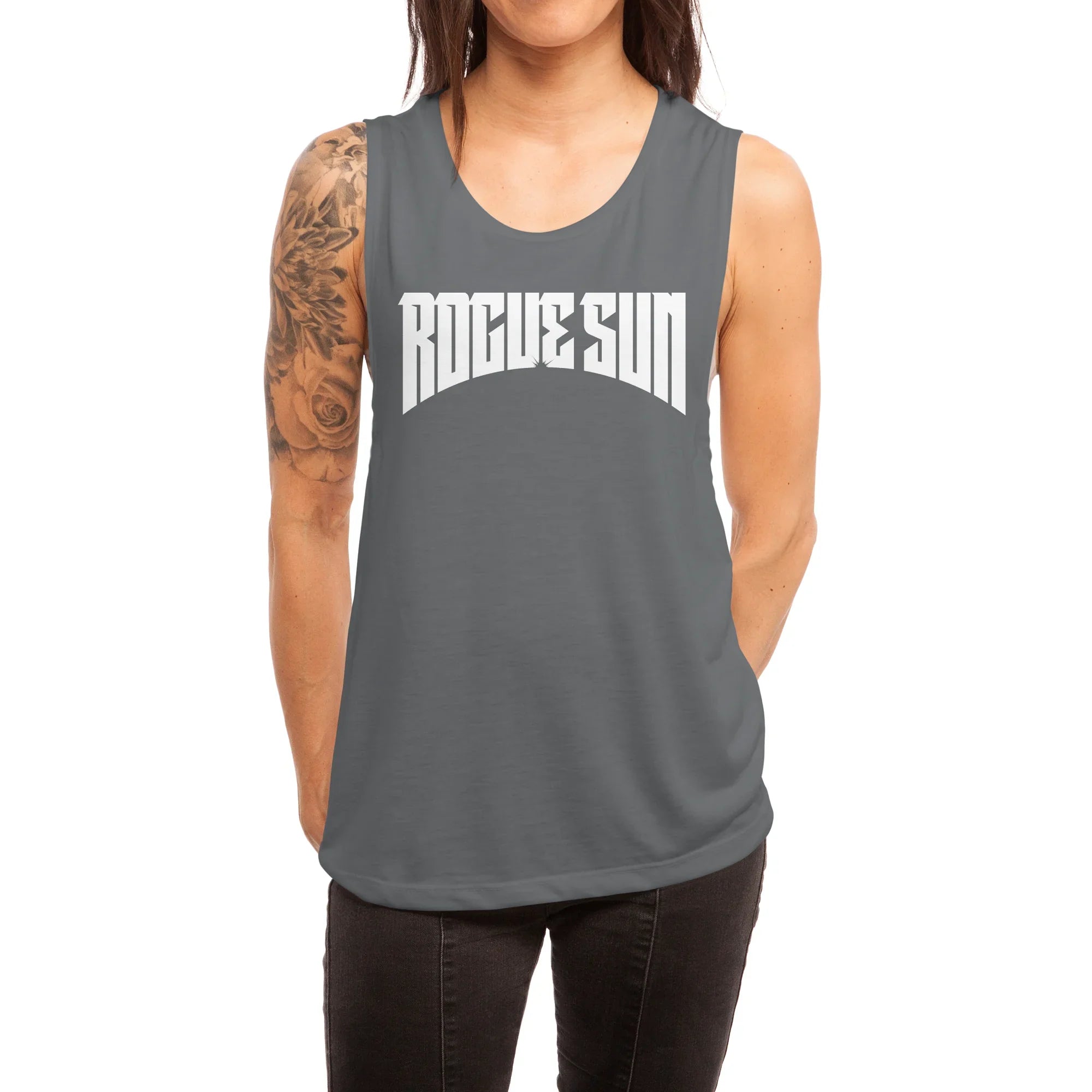 Rogue Sun Logo (White) — Womens Tank