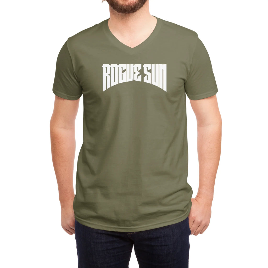 Rogue Sun Logo (White) — Mens V Neck