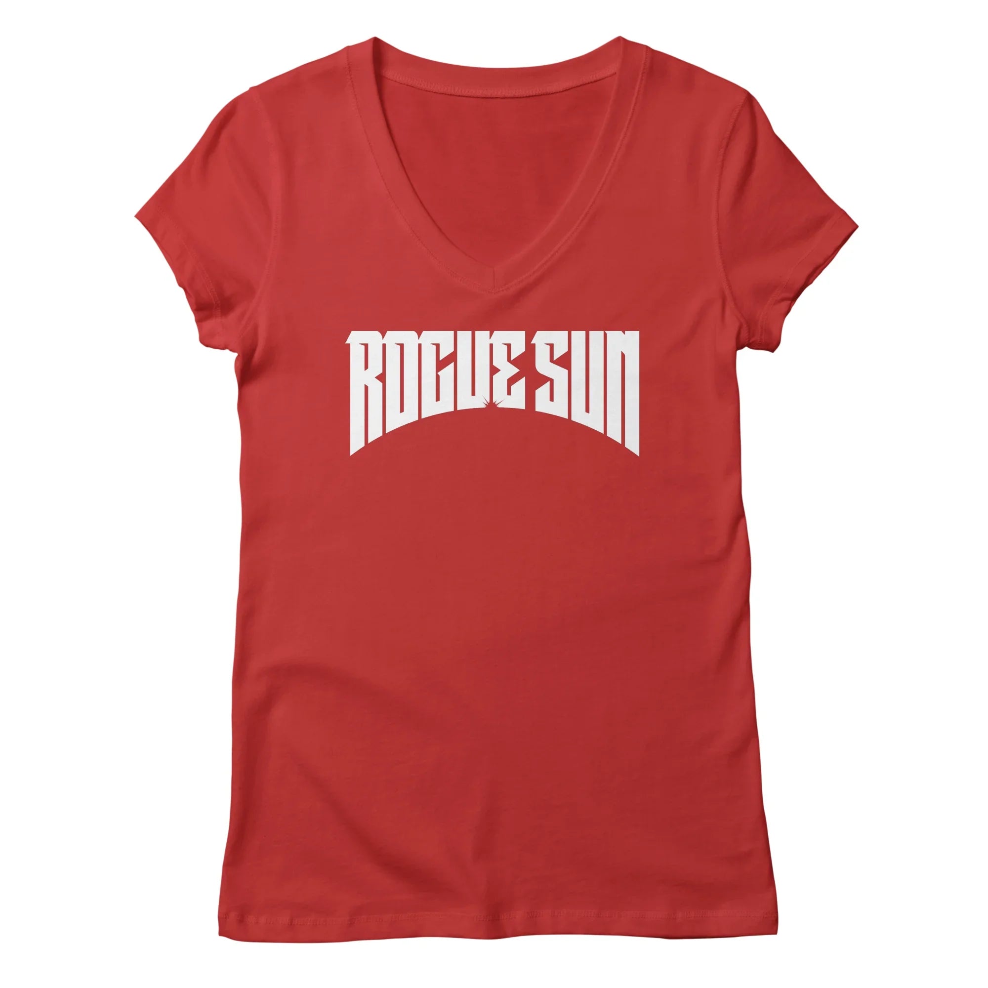 Rogue Sun Logo (White) — Womens V Neck