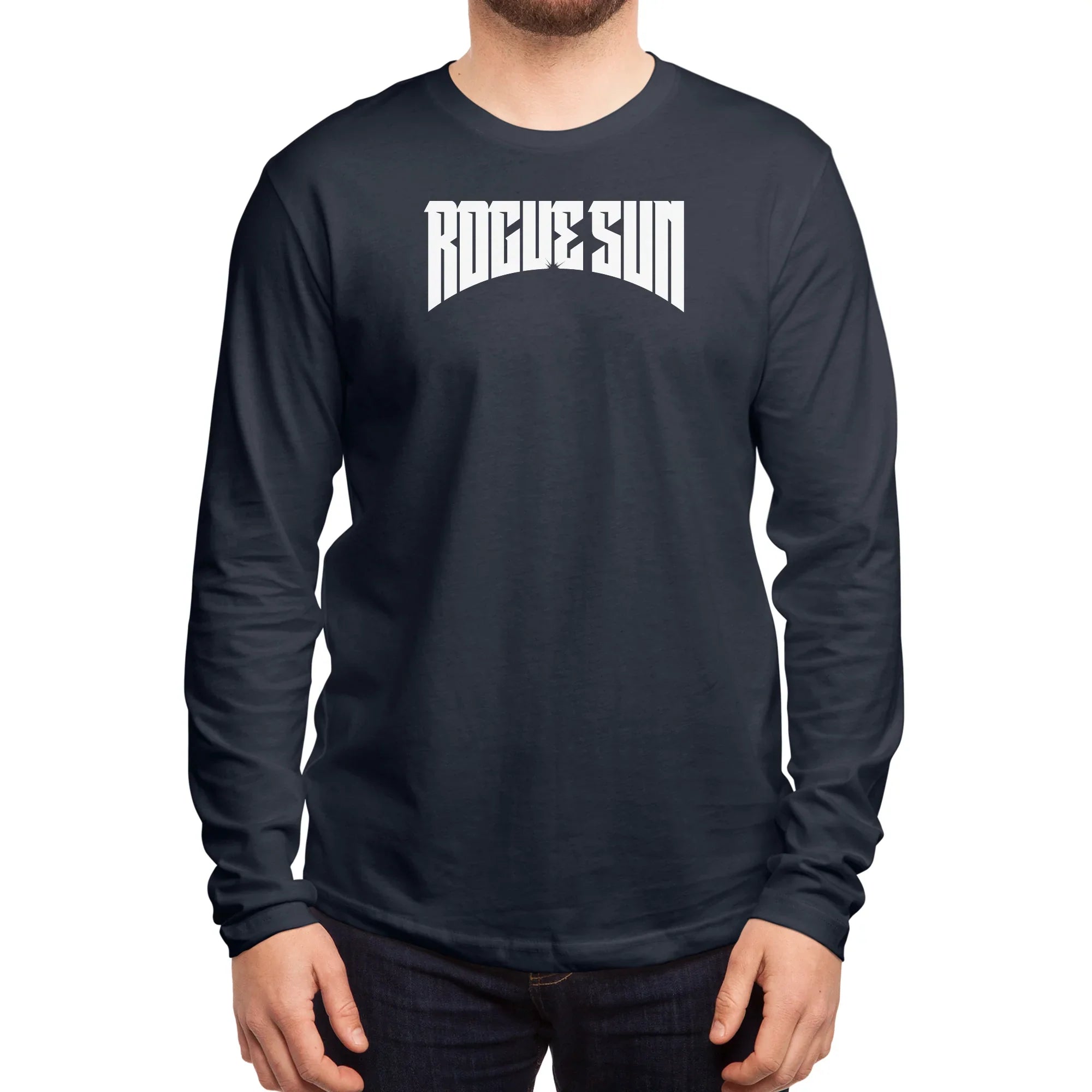 Rogue Sun Logo (White) — Mens Longsleeve T Shirt