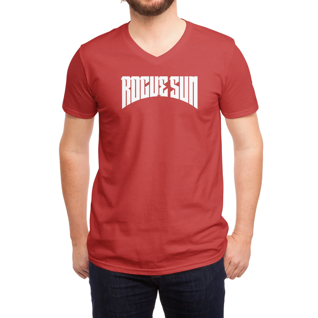 Rogue Sun Logo (White) — Mens V Neck