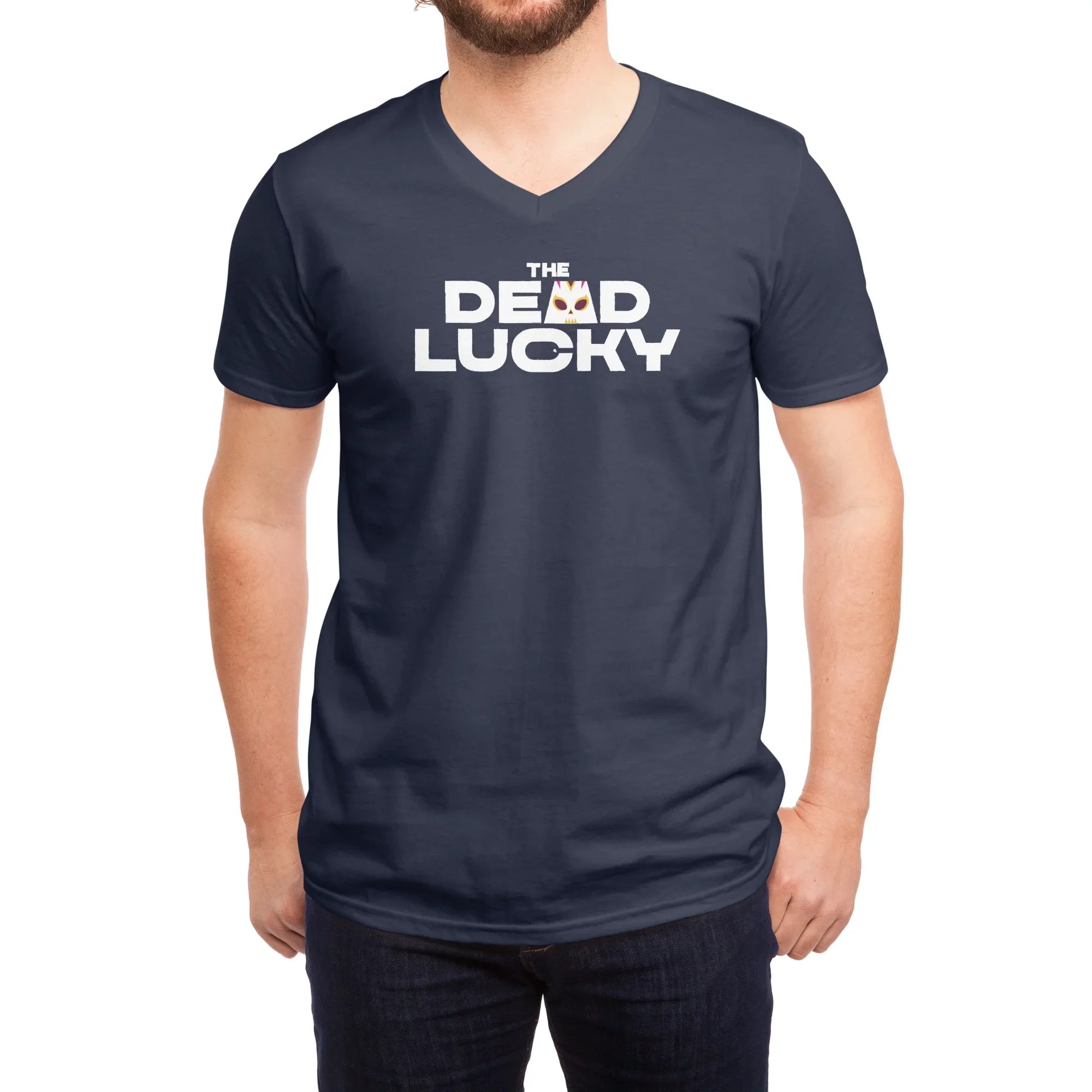 The Dead Lucky Logo — Mens V Neck