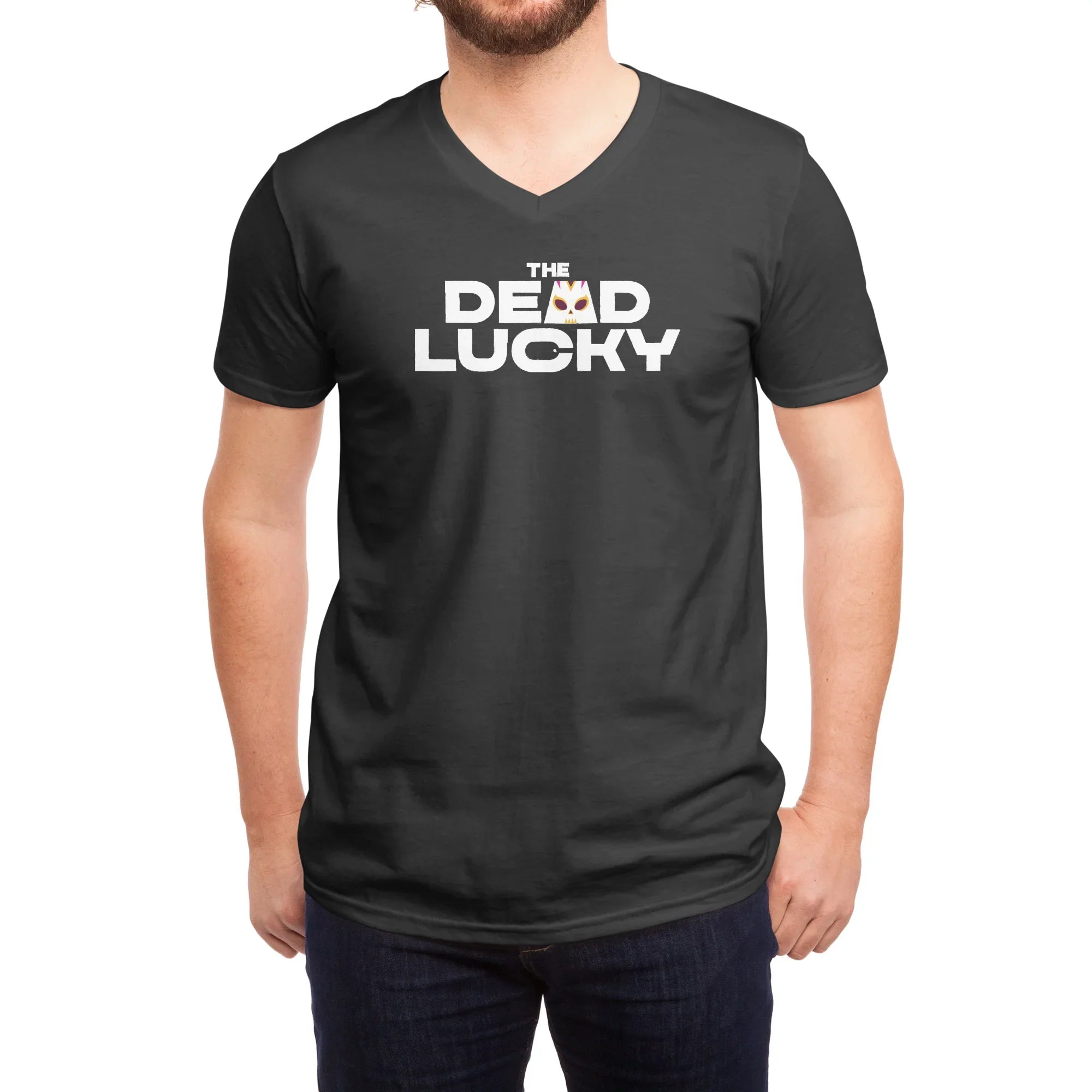 The Dead Lucky Logo — Mens V Neck