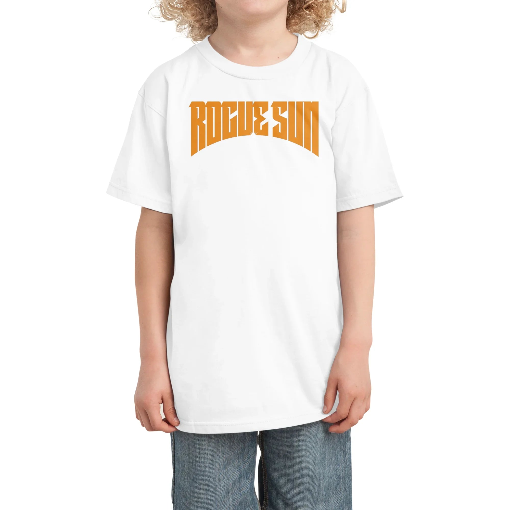 Rogue Sun Logo (Orange) — Kids T Shirt