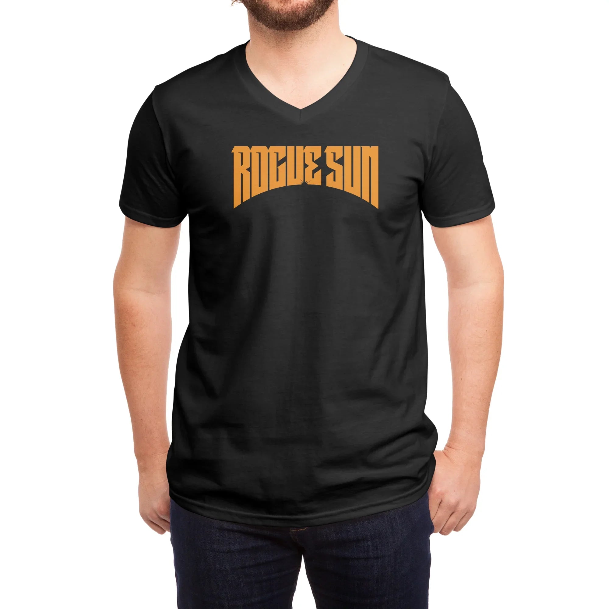 Rogue Sun Logo (Orange) — Mens V Neck
